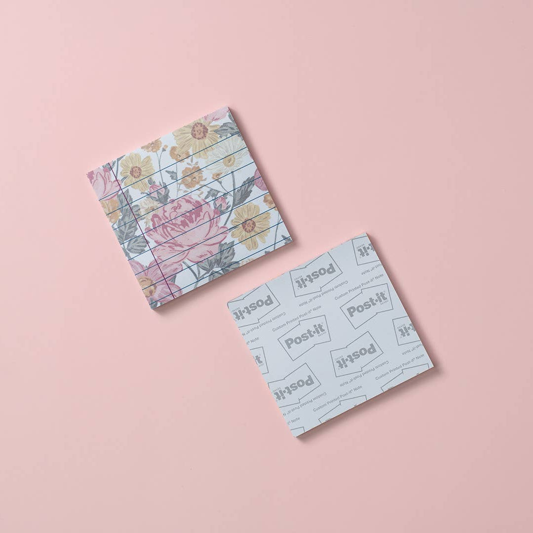Jolis blocs-notes adhésifs à fleurs roses
